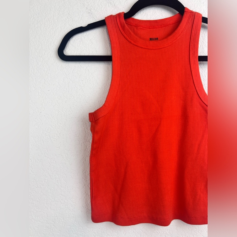 Maeve Red Ribbed Tank Top - Picture 2 of 7